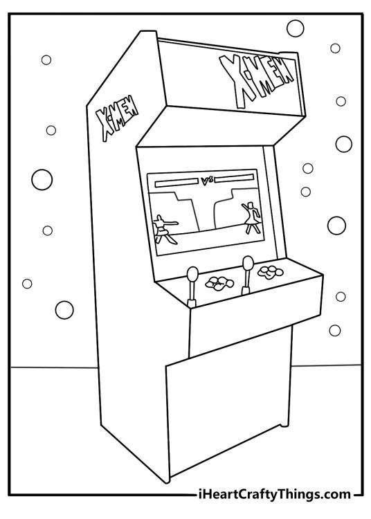 Palace Arcade front with classic game cabinets and token machine fun kids coloring sheet