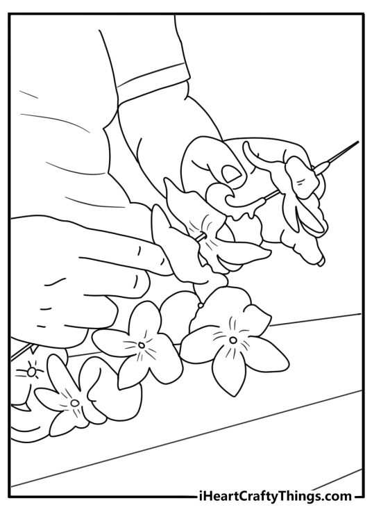 Plumeria lei making with needle simple coloring page