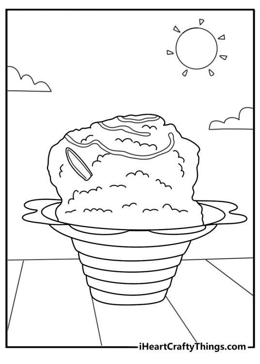 Shave ice cup with syrup and spoon fun coloring sheet PDF