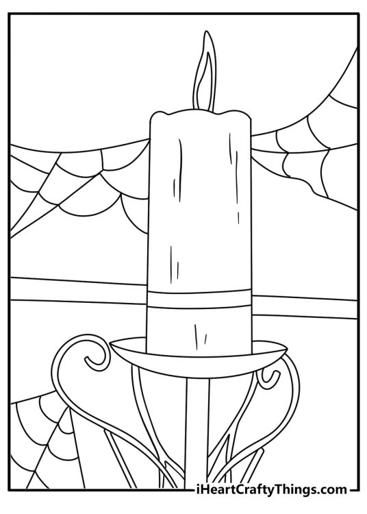 black flame candle burns inside the sanderson cottage in this spooky printable