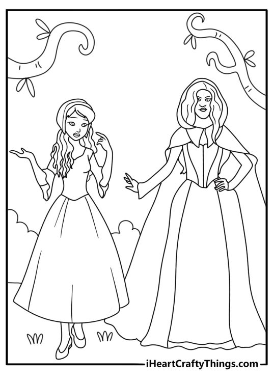 emily binx stands beside sarah sanderson in this hocus pocus coloring page