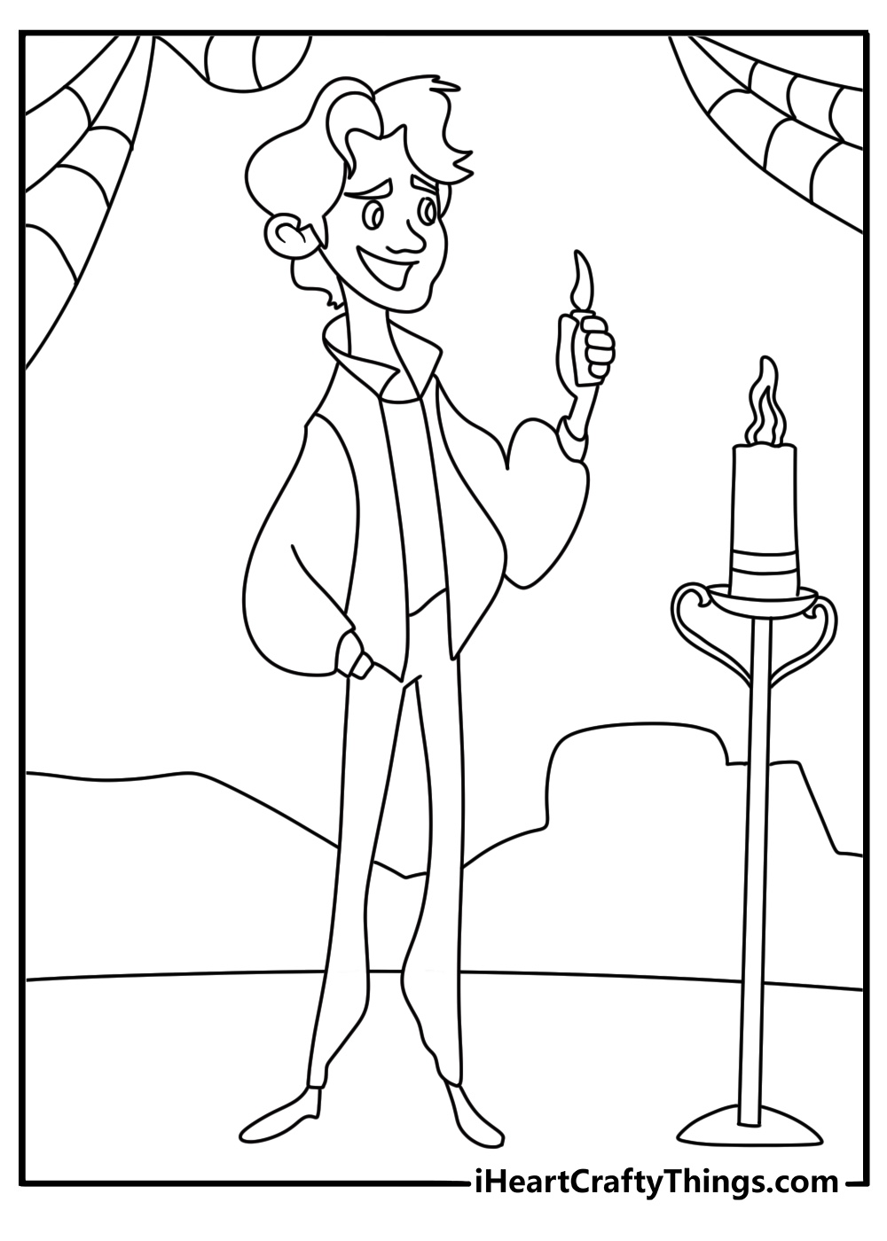 free hocus pocus printable showing max lighting the black flame candle