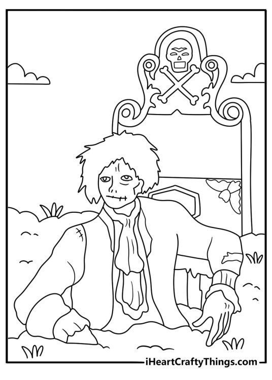 free movie coloring sheet showing billy butcherson emerging from his grave