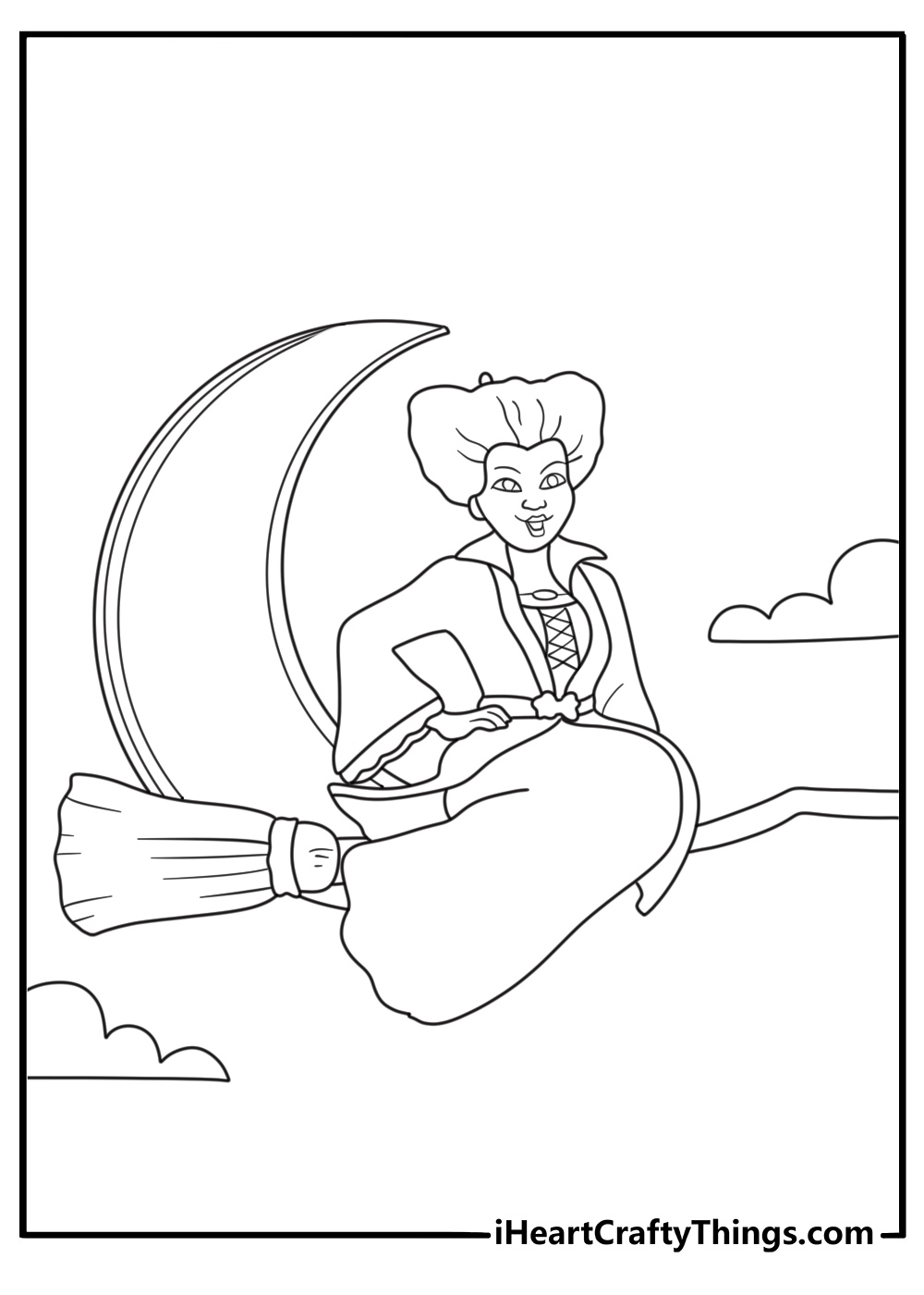 free printable of sarah sanderson flying through salem on her broom