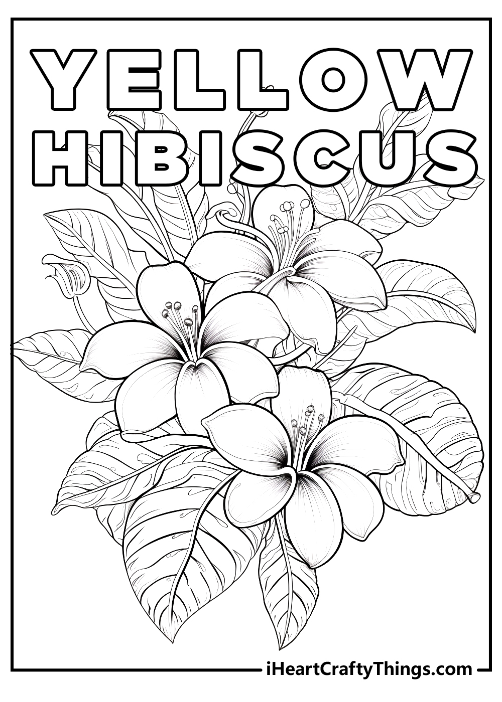 yellow hibiscus hawaii coloring pages