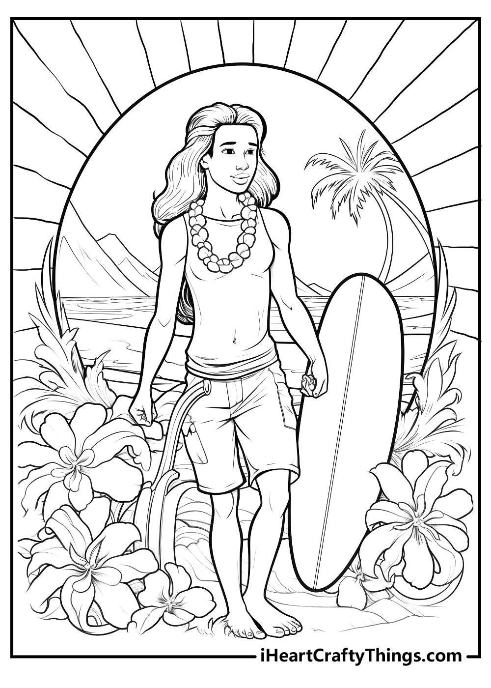 hawaii coloring printable for adults