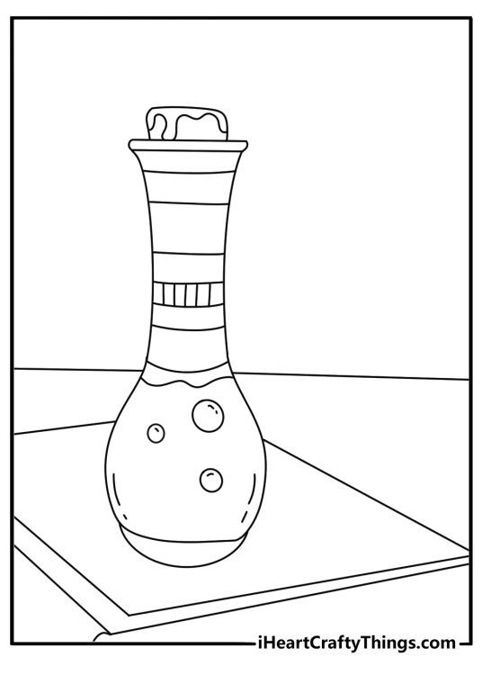 magic potion glows inside a small glass bottle in this witch movie printable