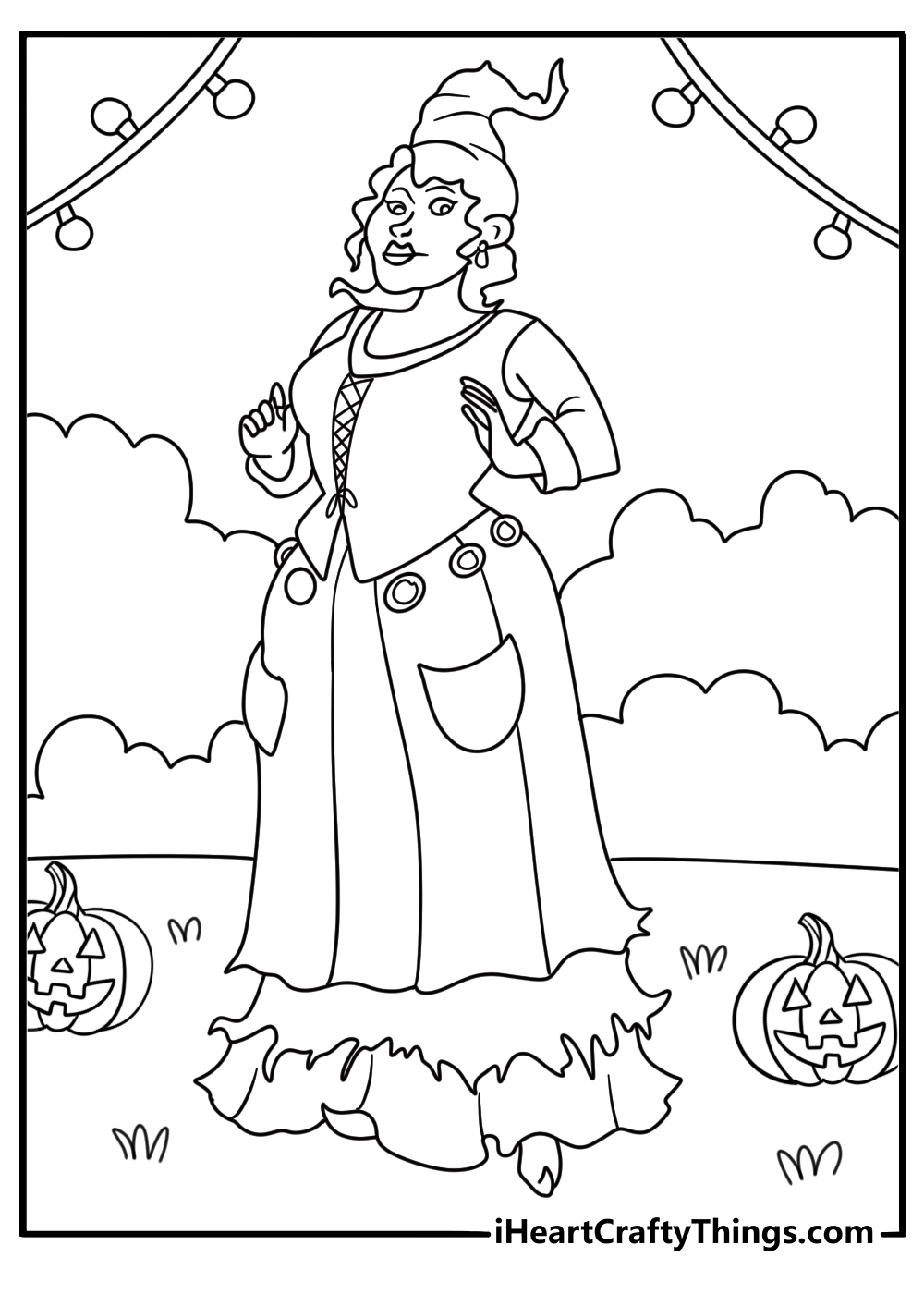 mary sanderson sniffs the air while searching for children in this halloween coloring sheet