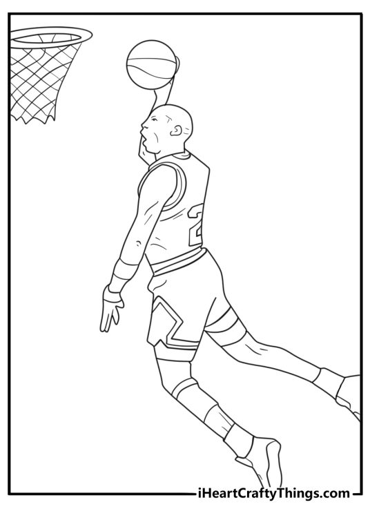 michael jordan dunking from the free throw line iconic coloring page