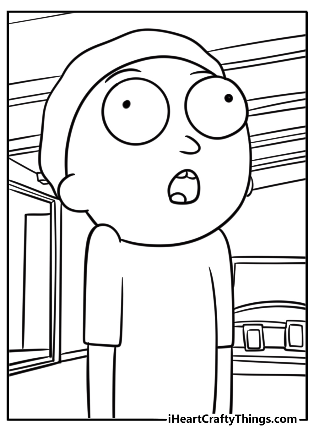 Morty smith looking confused detailed coloring sheet