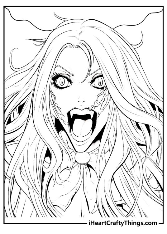 Detailed printable for adults featuring terrifying portrayal of Nezuko without her face apparatus