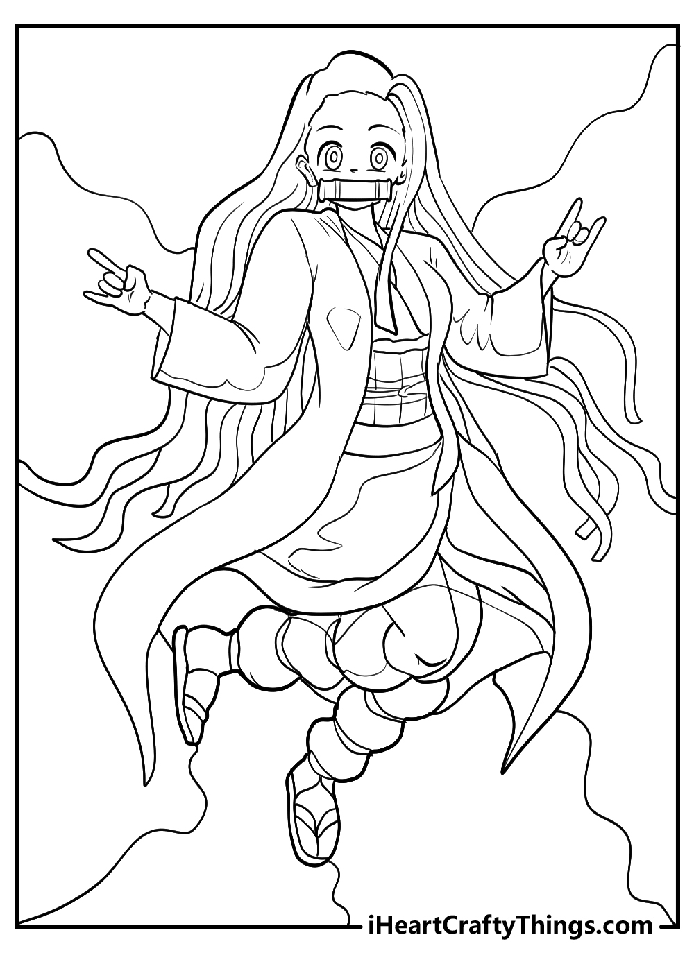 Nezuko Colouring Pages Printable for Free Download