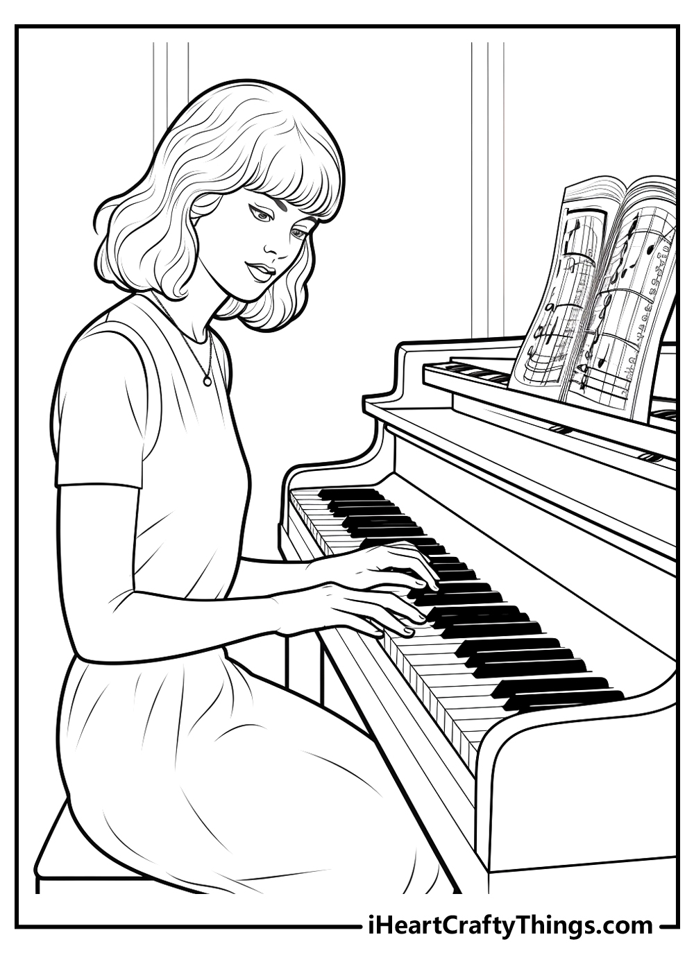 taylor swift and piano coloring pages