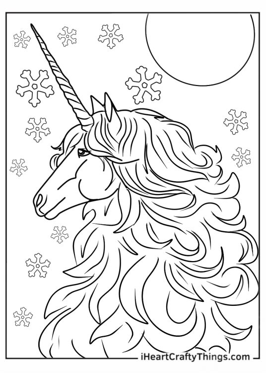Enchanted Unicorn Head Coloring Sheet