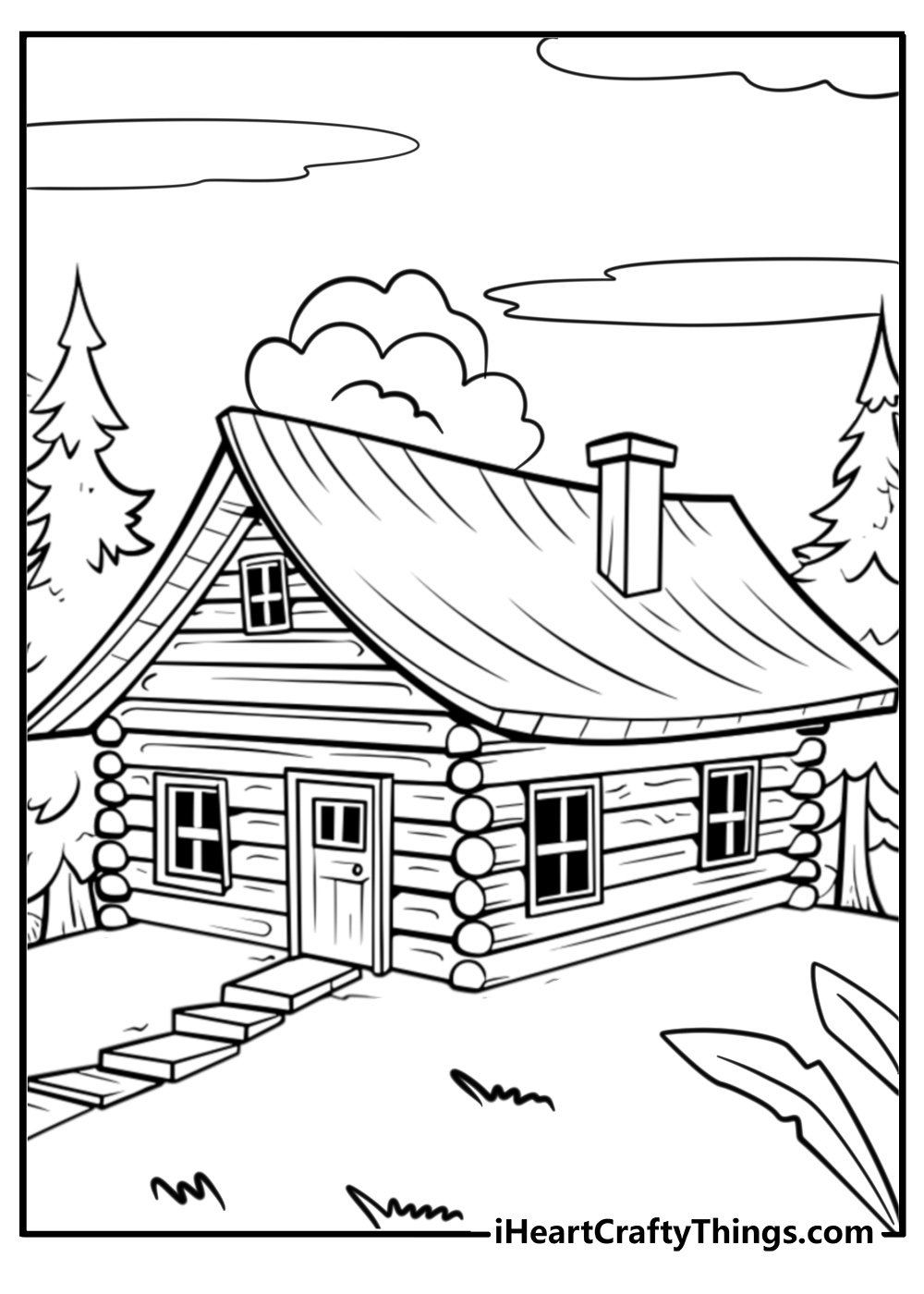 Cabin coloring pages for adults
