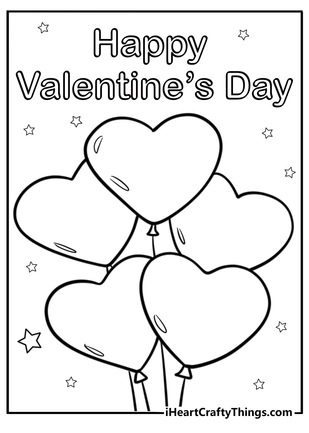 Balloons with heart shapes fun valentines day coloring sheet