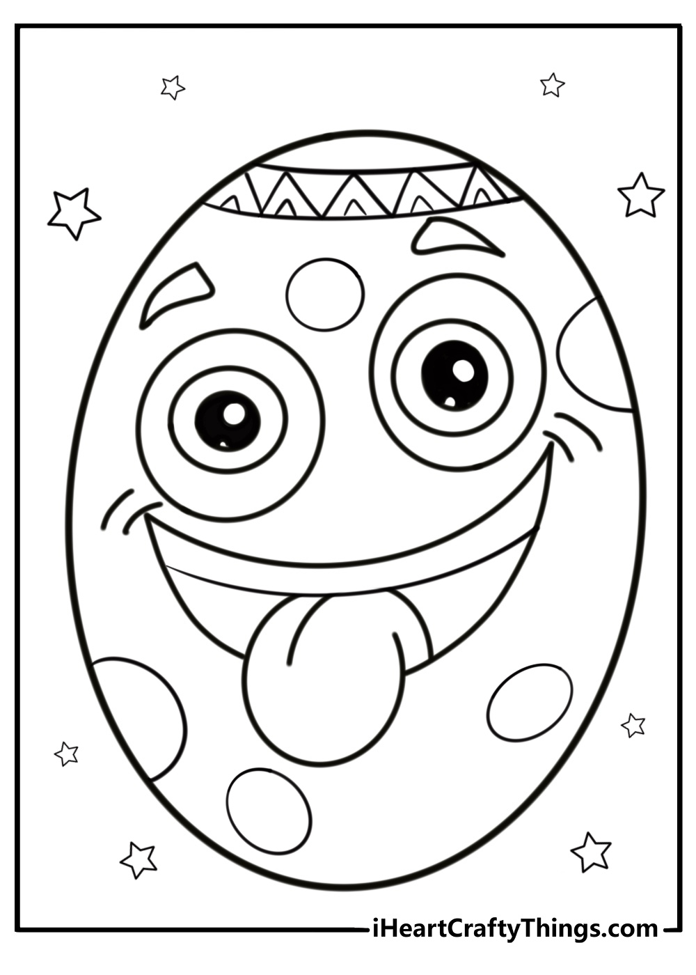 Cartoon easter egg with a smiling face free coloring page