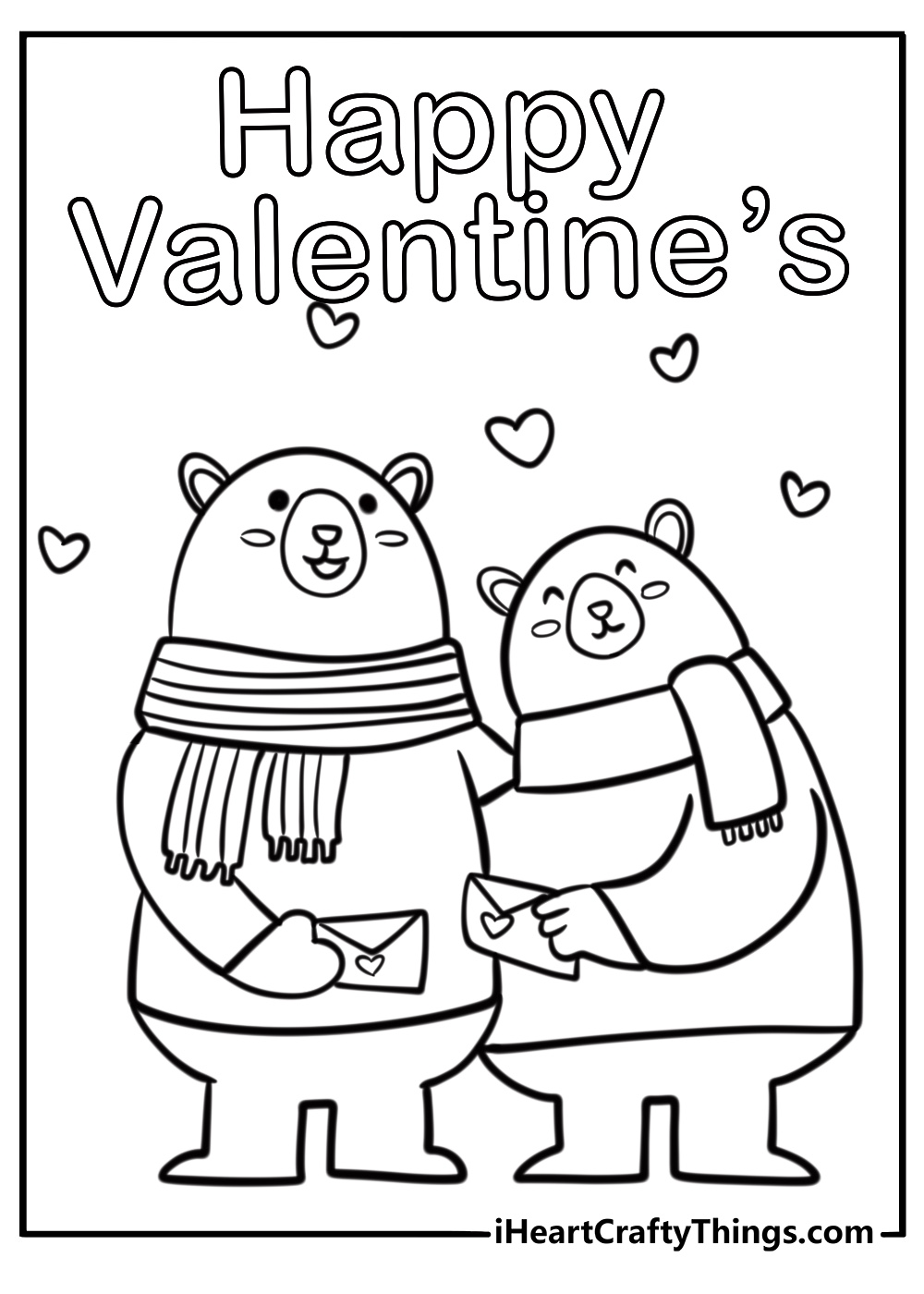 Cute animals exchanging valentine cards fun coloring sheet