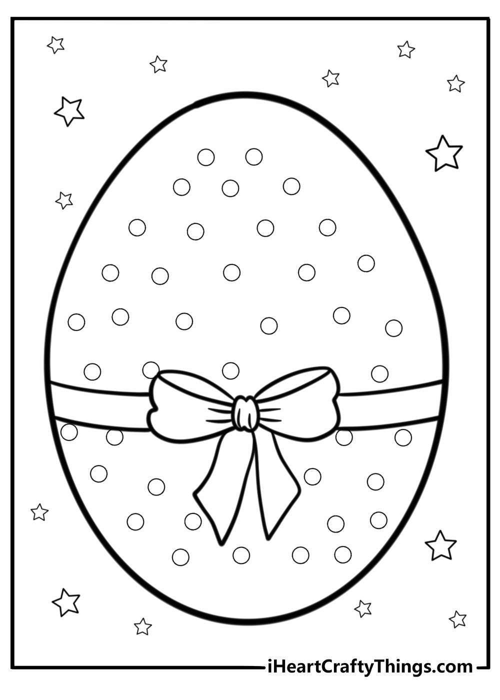 Easter egg with bows and ribbons in a spring setting coloring sheet