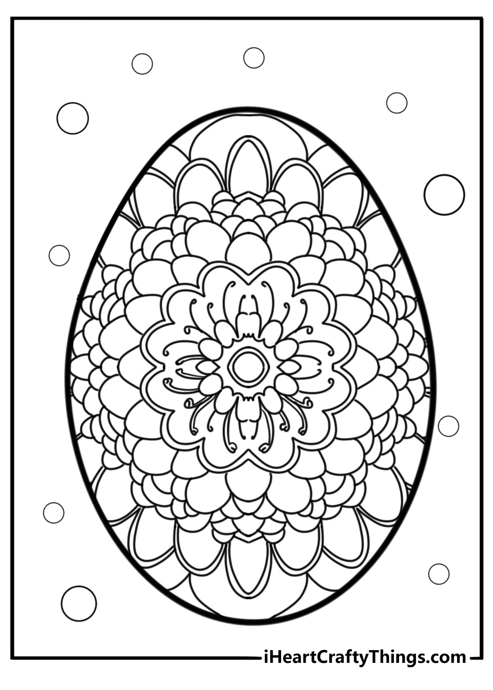 Easter egg with floral designs and swirls detailed coloring sheet