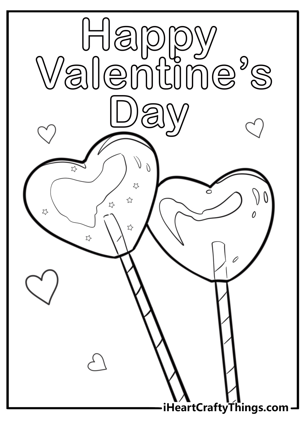 Heart-shaped lollipops on sticks valentine's day coloring page