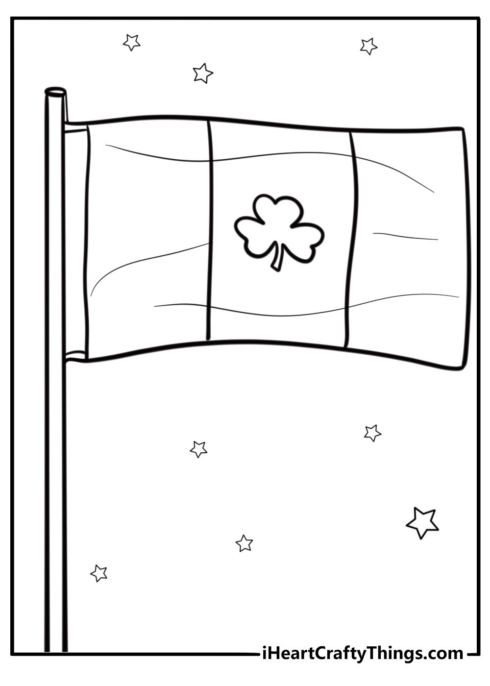 Irish flag with a shamrock design coloring page for kids