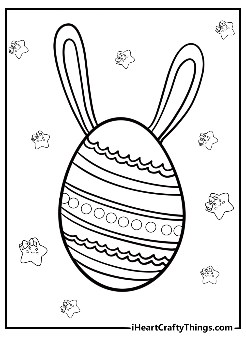 Large easter egg with bunny ears fun printable coloring sheet