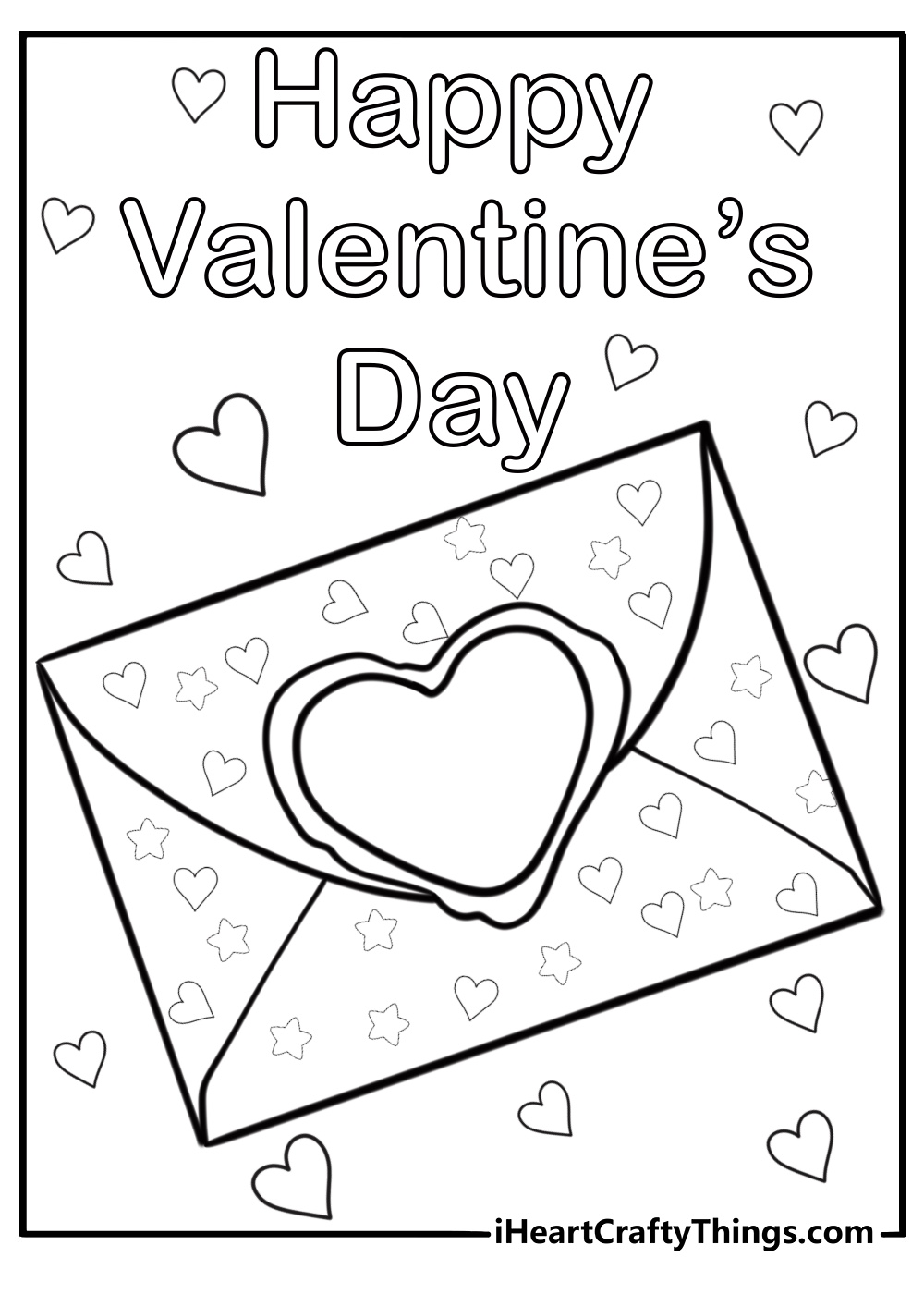 Love letters with heart seals free valentines day coloring page pdf