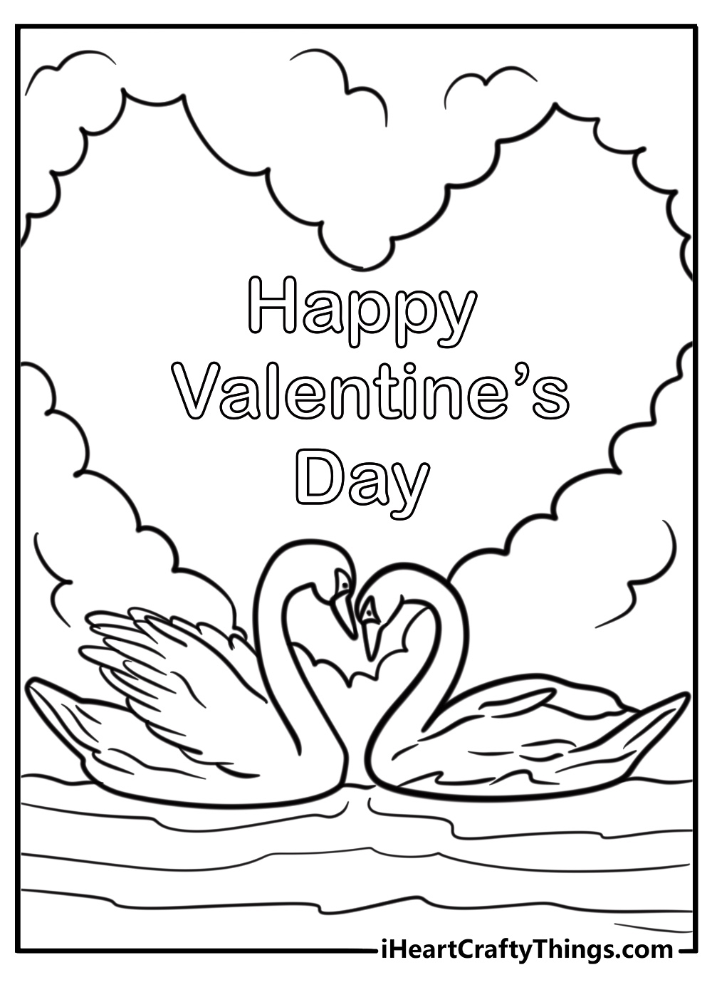 Lovebirds in a heart-shaped frame detailed valentine's coloring sheet