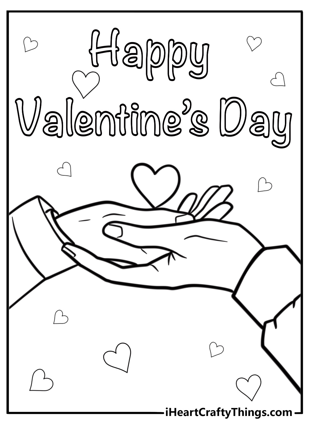 Romantic couple holding hands valentine's day coloring page 