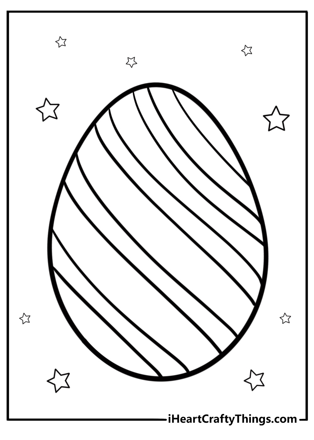 Simple easter egg with stripes and shapes free coloring page pdf