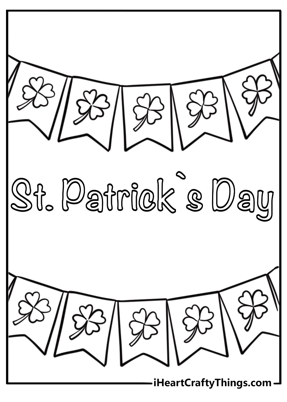 St patrick's day banner with shamrocks free coloring page pdf