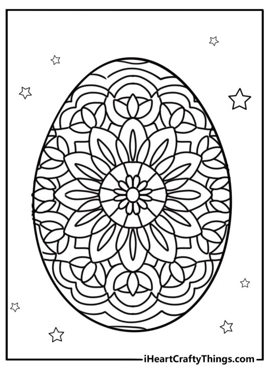 Traditional easter egg with intricate patterns printable coloring page