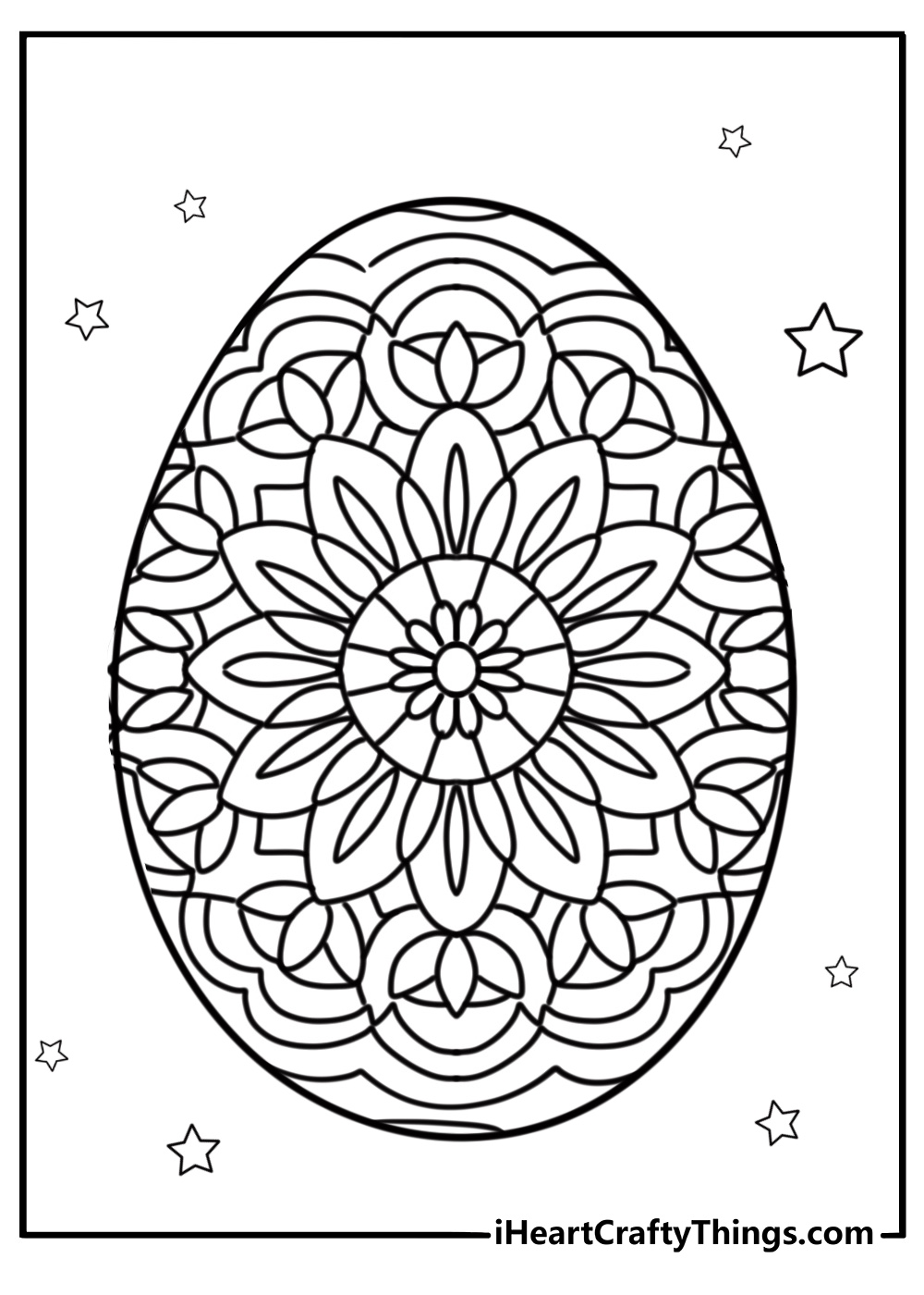 Traditional easter egg with intricate patterns printable coloring page