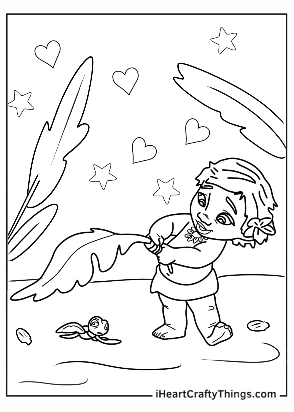 Cute Baby Moana Coloring Page