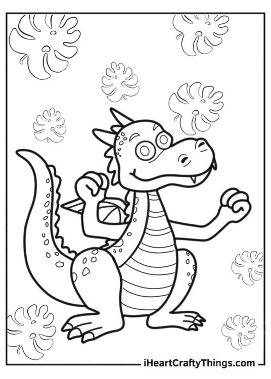 Easy To Color Dragon For Toddlers