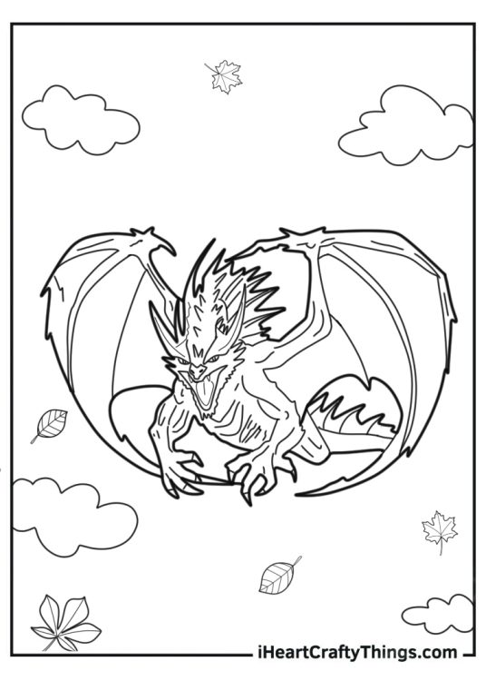 Fierce Looking Dragon With Wings And Claws Out