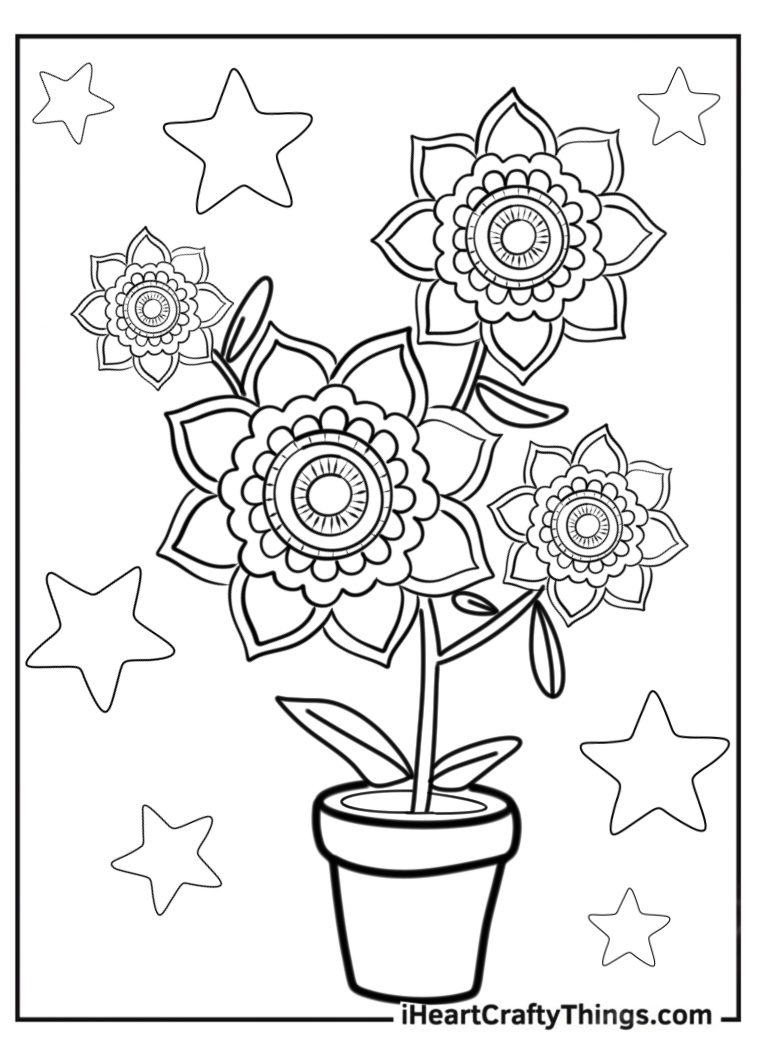 Flower Coloring Pages Of Simple Petunia Mandala