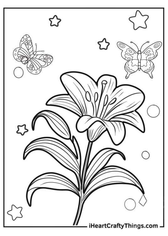 Flower Coloring Pages Of Single Easter Lily Flower
