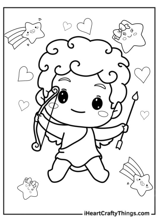 Kawaii Cupid Coloring Sheet For Kids