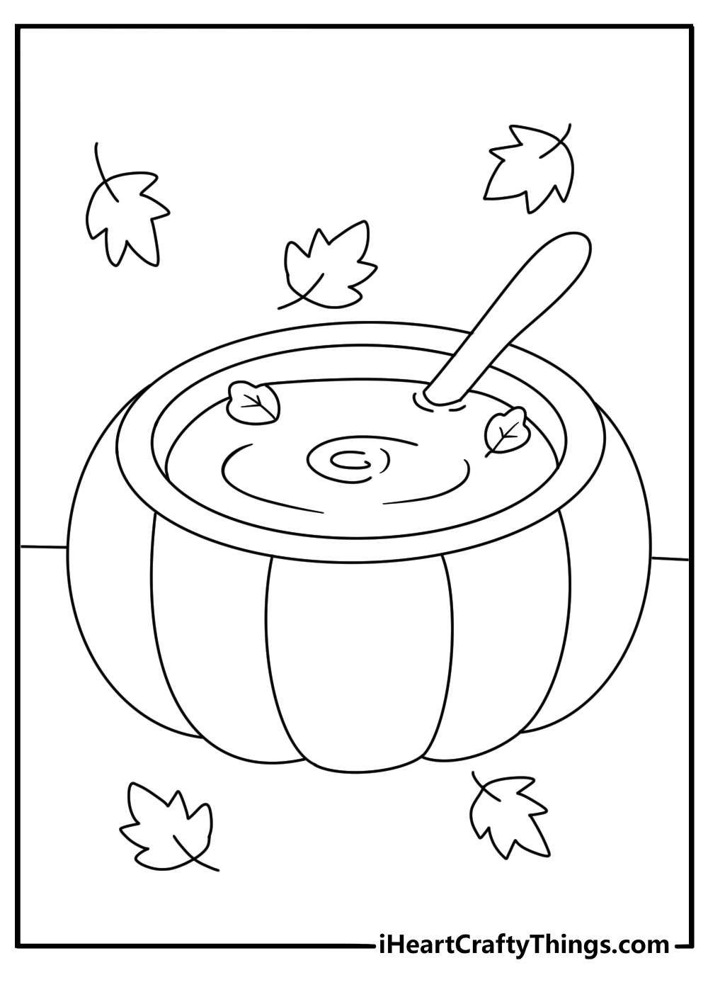 Pumpkin soup served in a bowl makes a cozy fall coloring sheet