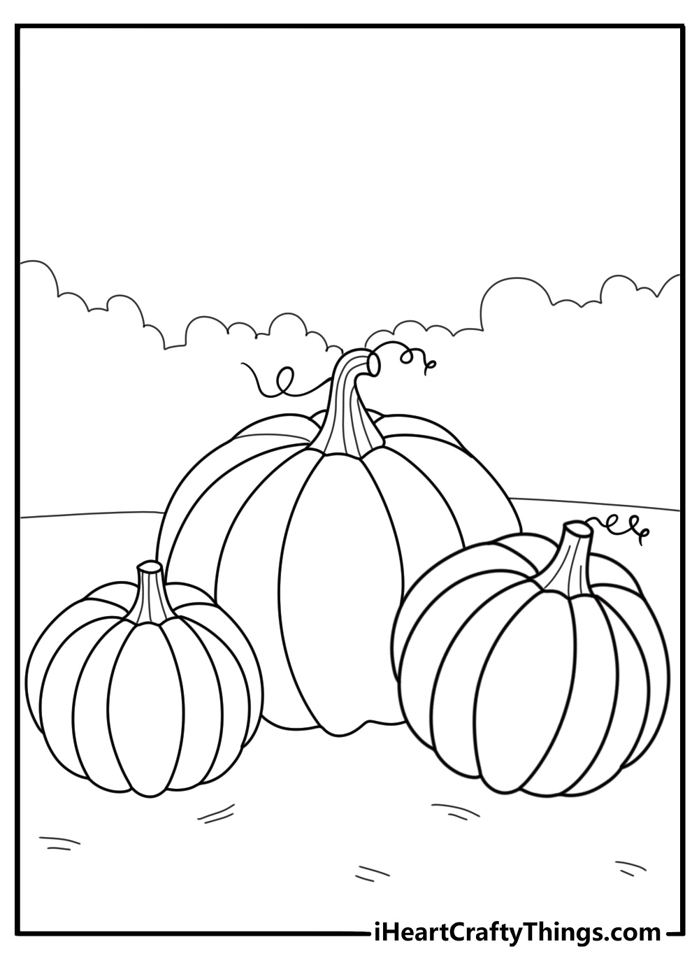 Pumpkin themed image featuring two large stacked pumpkins with a couple of smaller ones on each side