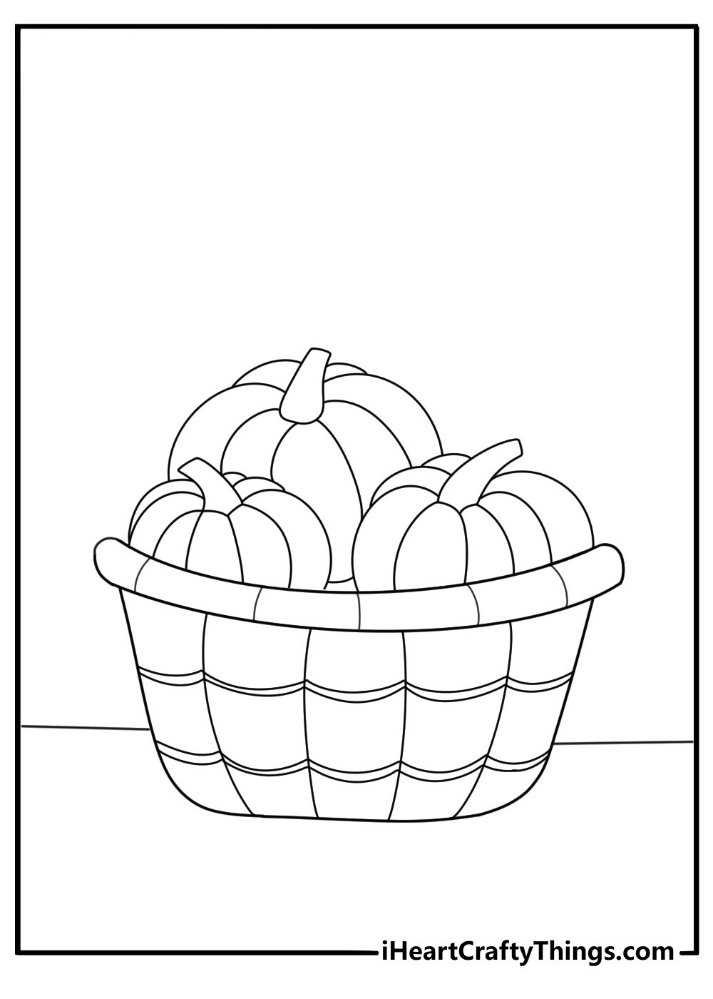 pumpkin in a rustic basket fun coloring page for kids