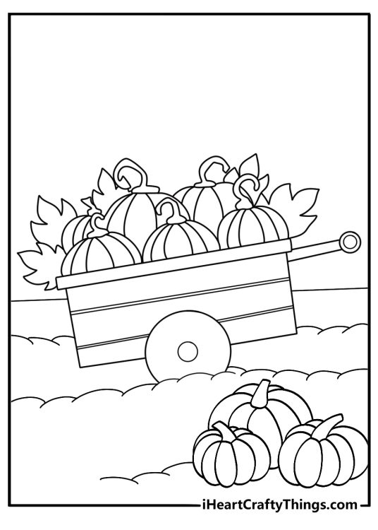 pumpkin inside a farm wagon printable coloring page