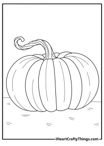 pumpkin with long curly stem detailed coloring sheet
