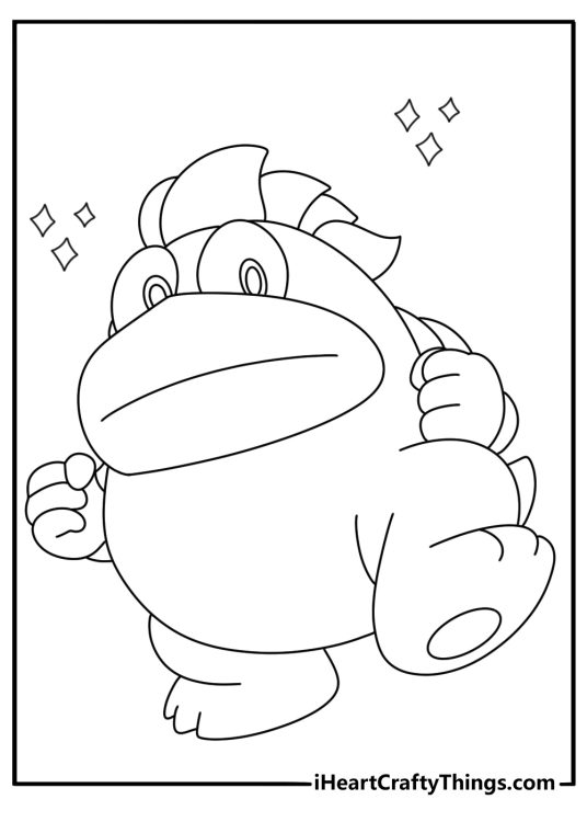Free Super Mario printable featuring a character with a large plume of hair waving a spiky scepter