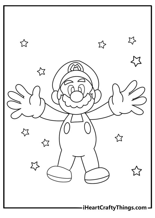 Super Mario picture featuring happy Mario standing with arms spread wide ready for a hug