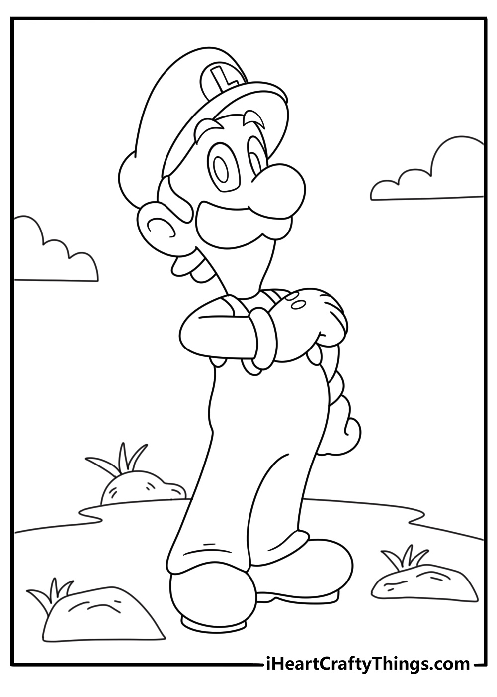 Super Mario printable poster depicting Luigi in a calm pose