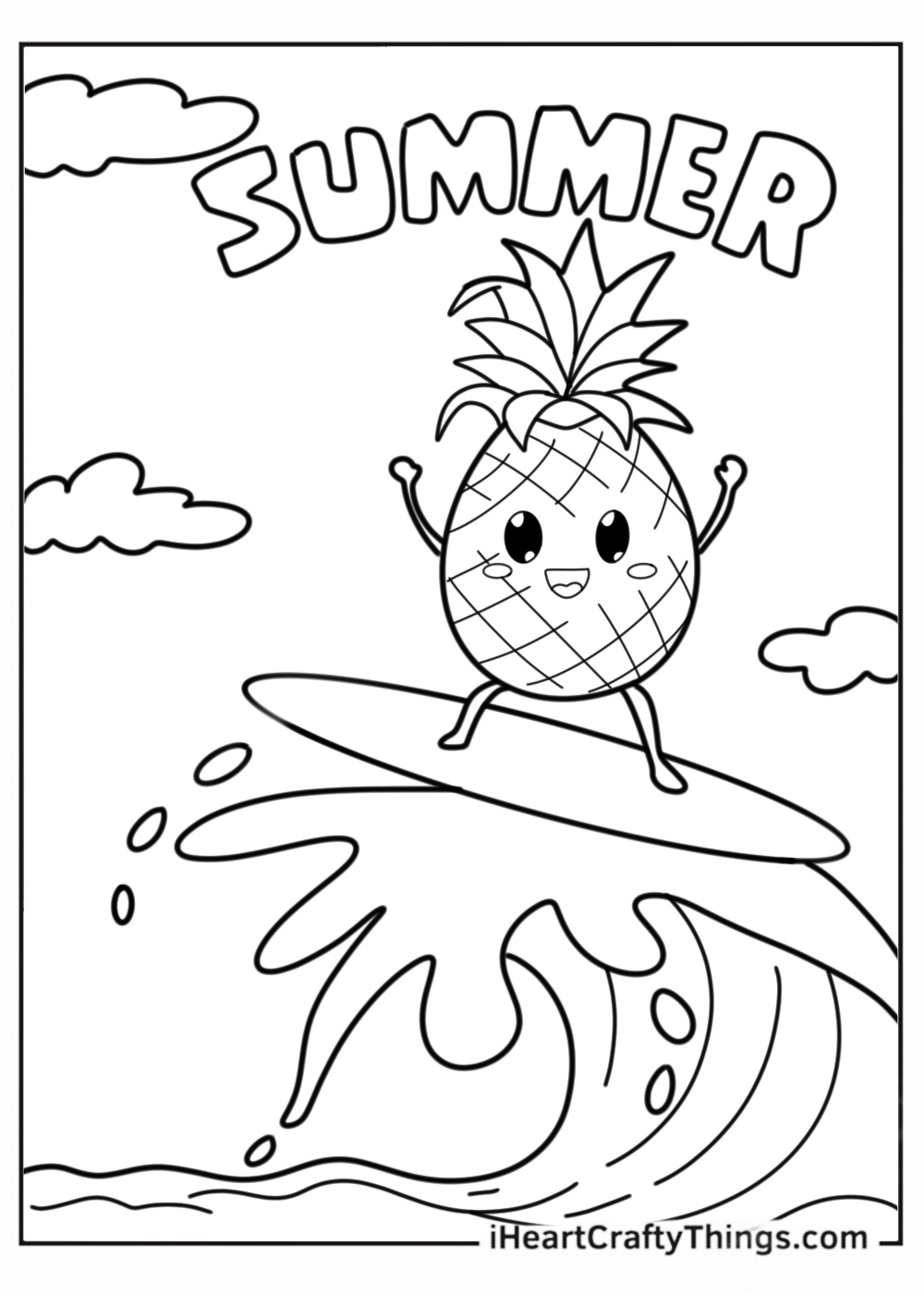 Cute Pineapple On A Surfboard