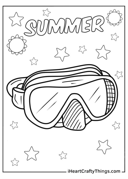 Summer Coloring Page Of Snorkeling Goggles